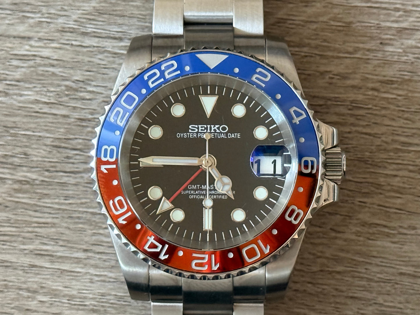 Seiko Mod Pepsi GMT 41MM on Oyster