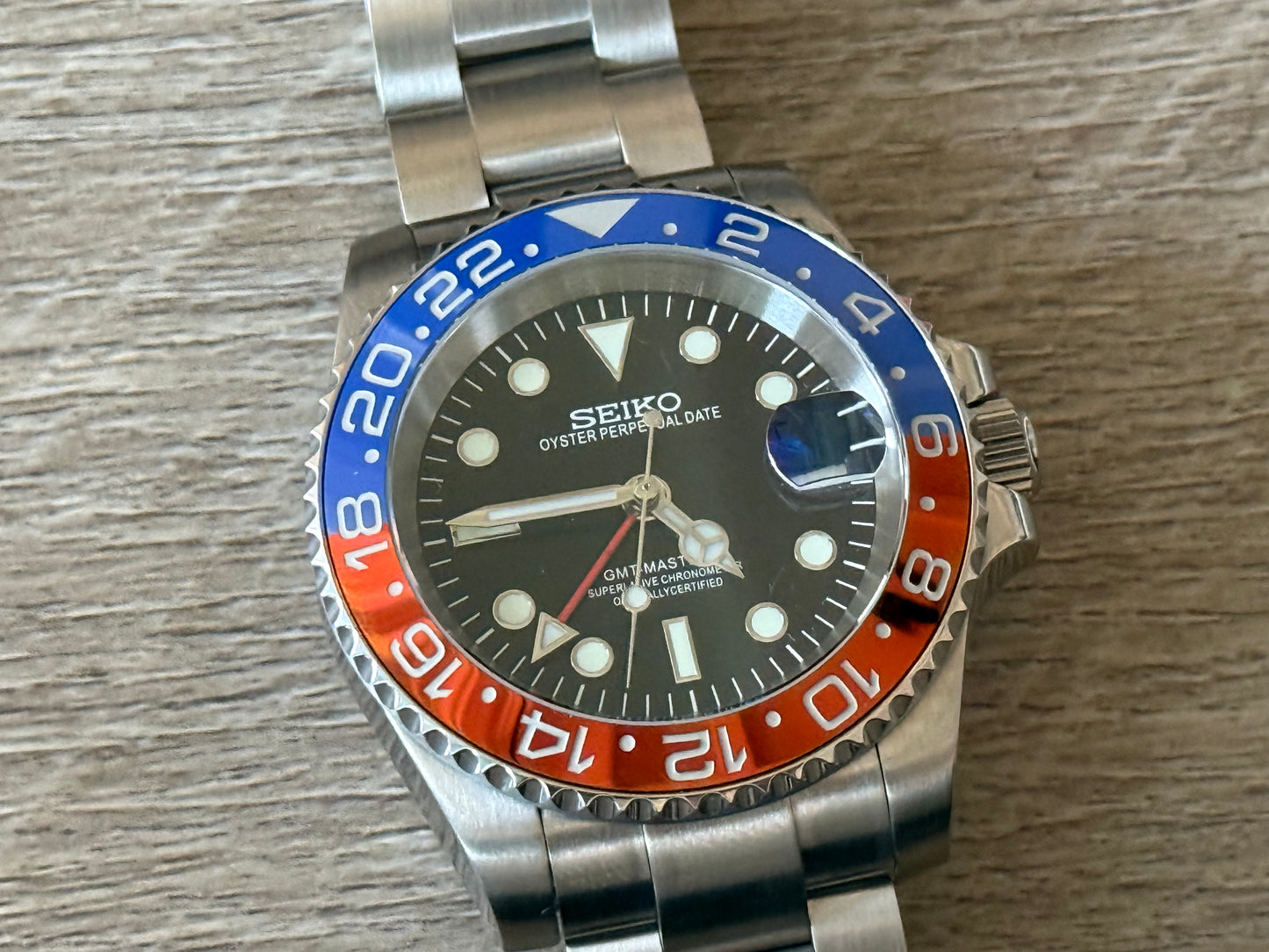 Seiko Mod Pepsi GMT 41MM on Oyster