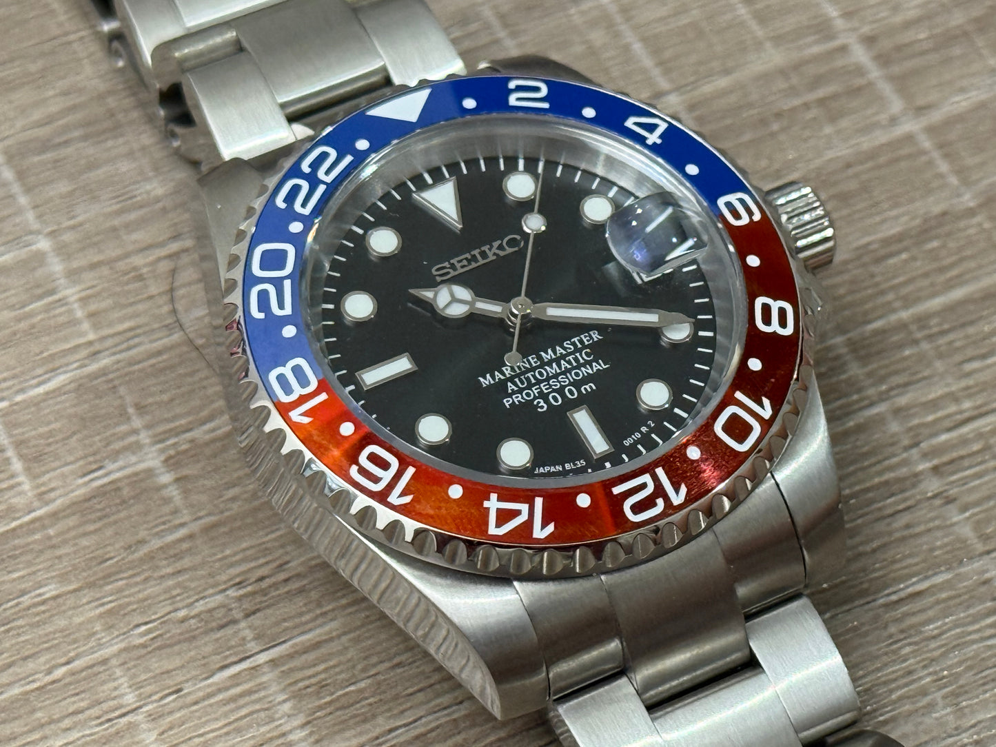 Seiko Mod Pepsi 41MM Case 24 Hour Bezel, non GMT