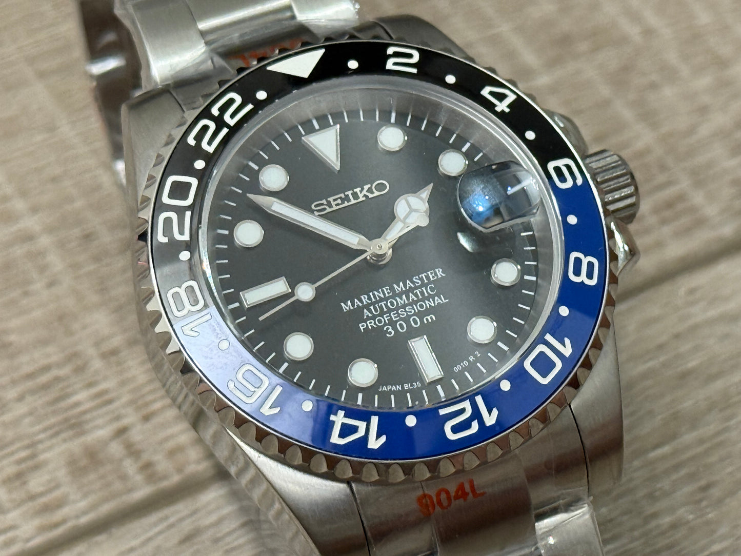 Seiko Mod Batman W/ 24 Hour Bezel, non GMT 41MM Case